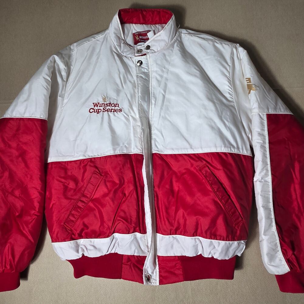 Vintage 80s NASCAR Winston Cup Series Jacket Swingster Red White Mens Large